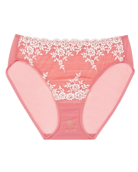 Wacoal 841191 Faded Rose/White Sand Embrace Lace Hi Cut Brief myselflingerie.com