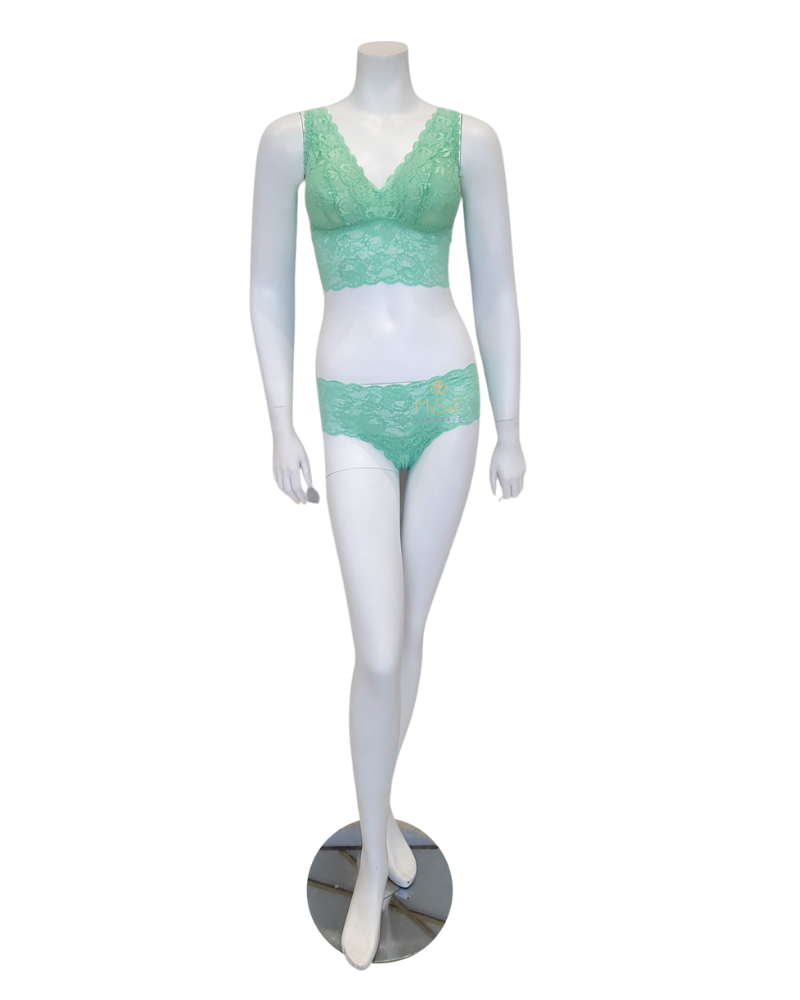 Cosabella NEVER1386 + 07ZL Ghana Green Lace Bralette & Short Set myselflingerie.com