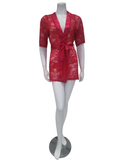 Mapale Red Lace & Satin Wrap Robe with Matching G-String