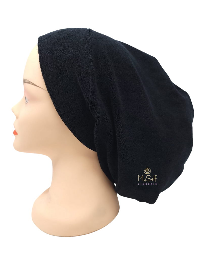 Triple Up Black Terry #600 Sleeping Snood myselflingerie.com