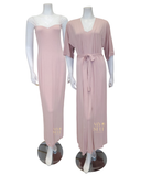 Oh! Zuza Dusty Pink Lace Open Back Gown & Robe Set