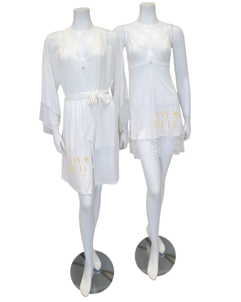 Oh! Zuza 3810 + 3811 Bridal Dreams Ivory Chemise & Robe Set myselflingerie.com