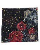 Cherie Metallic Floral Splatter Print Black Square