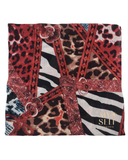 Cherie Black/Red/White Animal Print Square