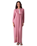 Ellwi 508-PK Pink Ruffle Bib Button Down Cotton Nightgown myselflingerie.com