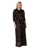 Ellwi Gold Circular Foil Black Cotton Nursing Nightgown