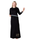 Ellwi Striped Band Black Cotton Nursing Nightgown