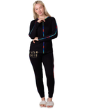 Ellwi Multicolor Piping Black Cotton Pajamas Set