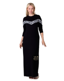 Ellwi Animal Print V Style Pull On Black Cotton Nightgown