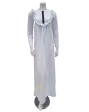 Ellwi White Ruffle Bib Button Down Cotton Nightgown