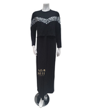Ellwi 524-N Animal Print V Style Black Cotton Nursing Nightgown myselflingerie.com