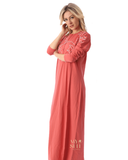 Chicolli SS22N17A Ash Rose Floral Outline Button Down Cotton Nightgown myselflingerie.com