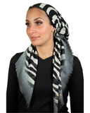 Zebra Print Grey Border Adjustable Pre-Tied Bandanna with Full Grip