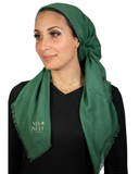Tie Ur Knot Full Shimmer Emerald Green Adjustable Pre-Tied Bandanna with Full Grip