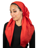 Tie Ur Knot Full Shimmer Red Adjustable Pre-Tied Bandanna with Full Grip