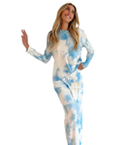 Plush The Splattered Blue Tie Dye Cotton Blend Pajamas Set