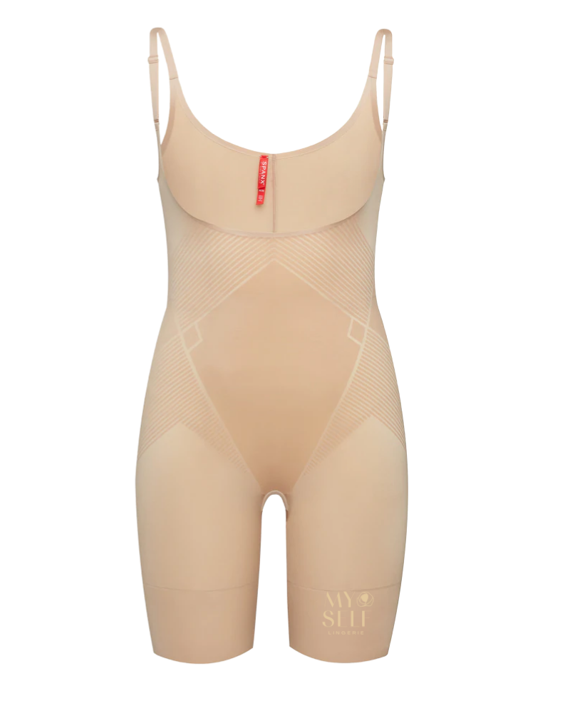 Spanx 10235R Champagne Beige Open Bust Bodysuit with Legs