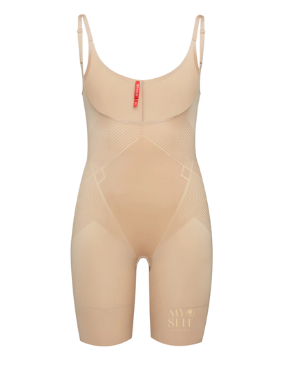 Spanx 10235R Champagne Beige Open Bust Bodysuit with Legs myselflingerie.com