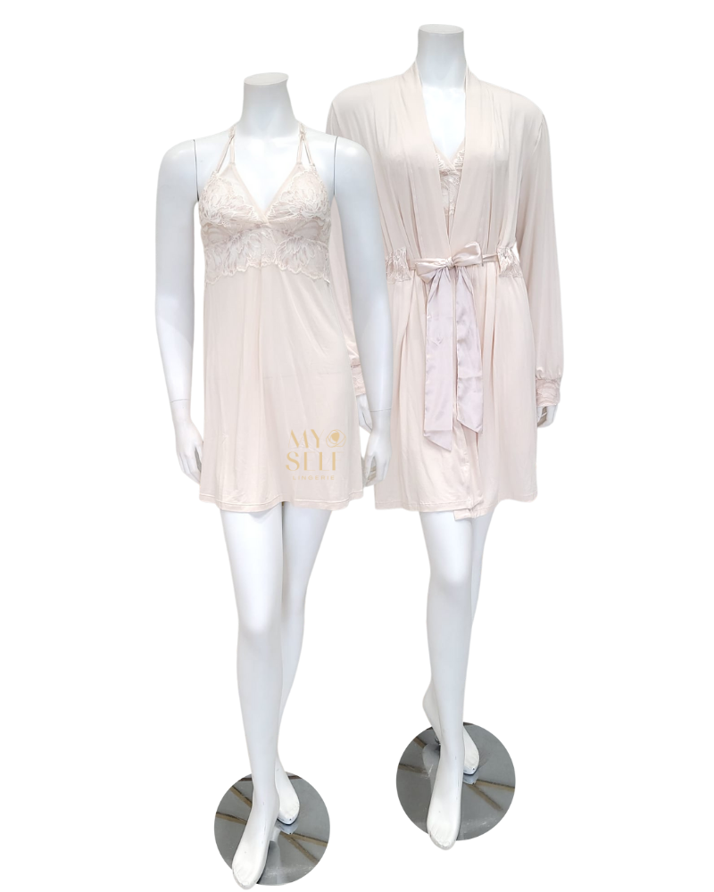 Fleurt 6029 6313 Swan Bride to Be Modal Chemise Robe Set myselflingerie