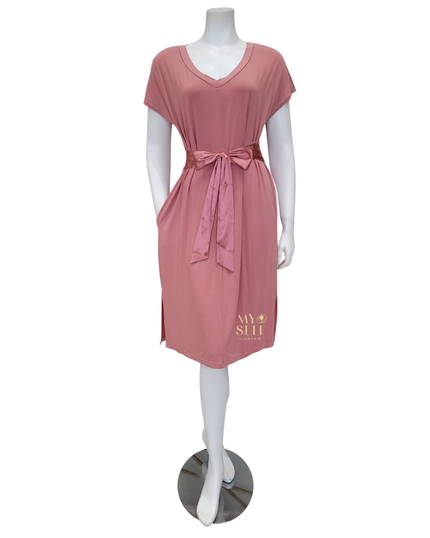 Fleurt 636 Rosette Belted Modal Lounge Nightshirt myselflingerie.com