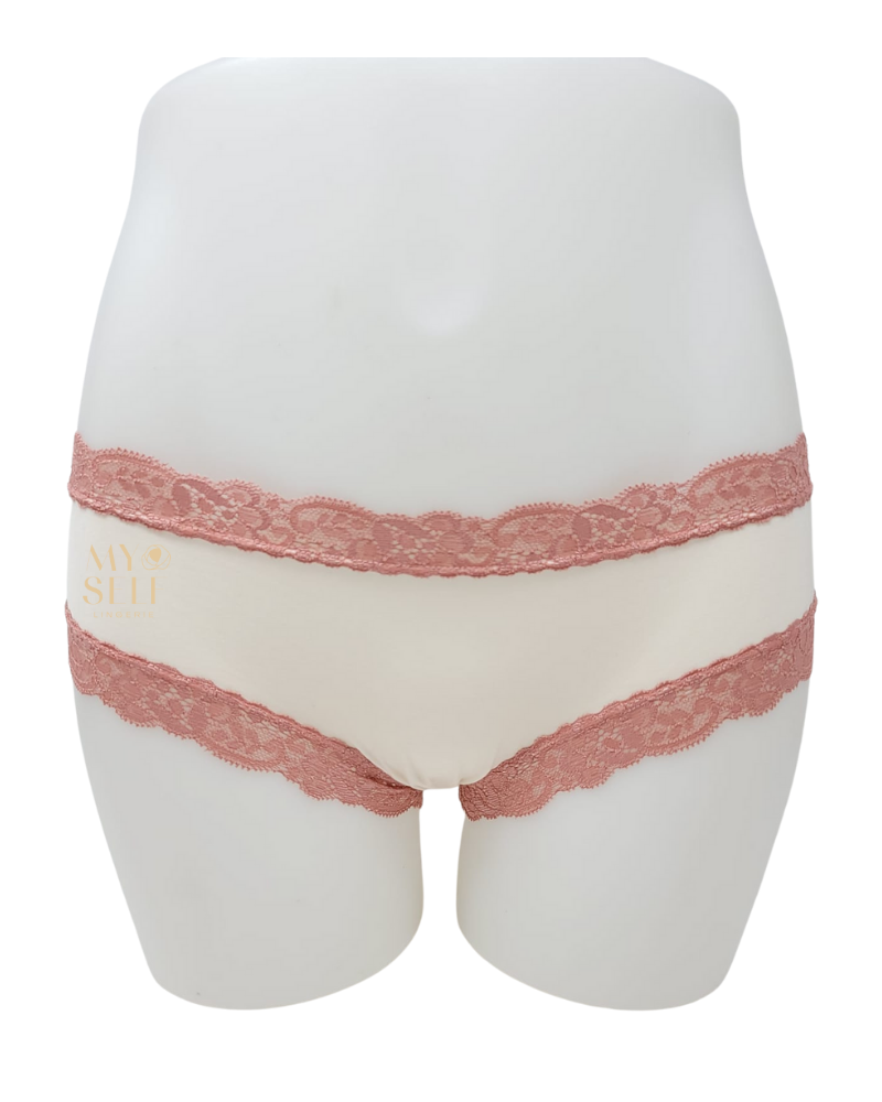 Fleur't 600 Swan/Rosette Iconic Modal Lace Trim Boyshort myselflingerie.com