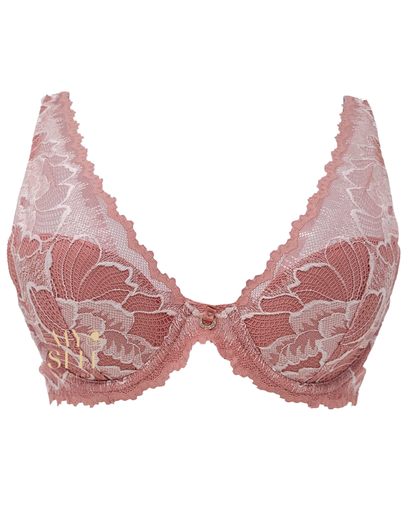 Montelle 9474 Rose Clay/Blush Plunge Underwire Bra myselflingerie.com
