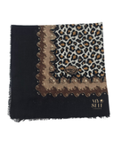 Lizi Headwear Black Cheetah Square Scarf