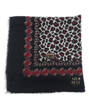 Lizi Headwear SQCPBLBU Black/Burgundy Cheetah Square Scarf myselflingerie.com