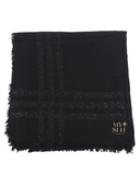 Lizi Headwear Black Shimmer Lines Square Scarf