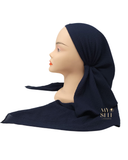 Lizi Headwear Solid Navy Crimped Pre-Tied Bandanna with Light Grip