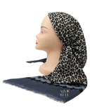 Lizi Headwear Charcoal Cheetah Pre-Tied Bandanna with Light Non Slip Grip