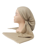 Lizi Headwear Solid Taupe Shimmer Pre-Tied Bandanna with Light Non Slip Grip