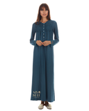 CNL07402 Teal Smocking Placket Modal Nightgown