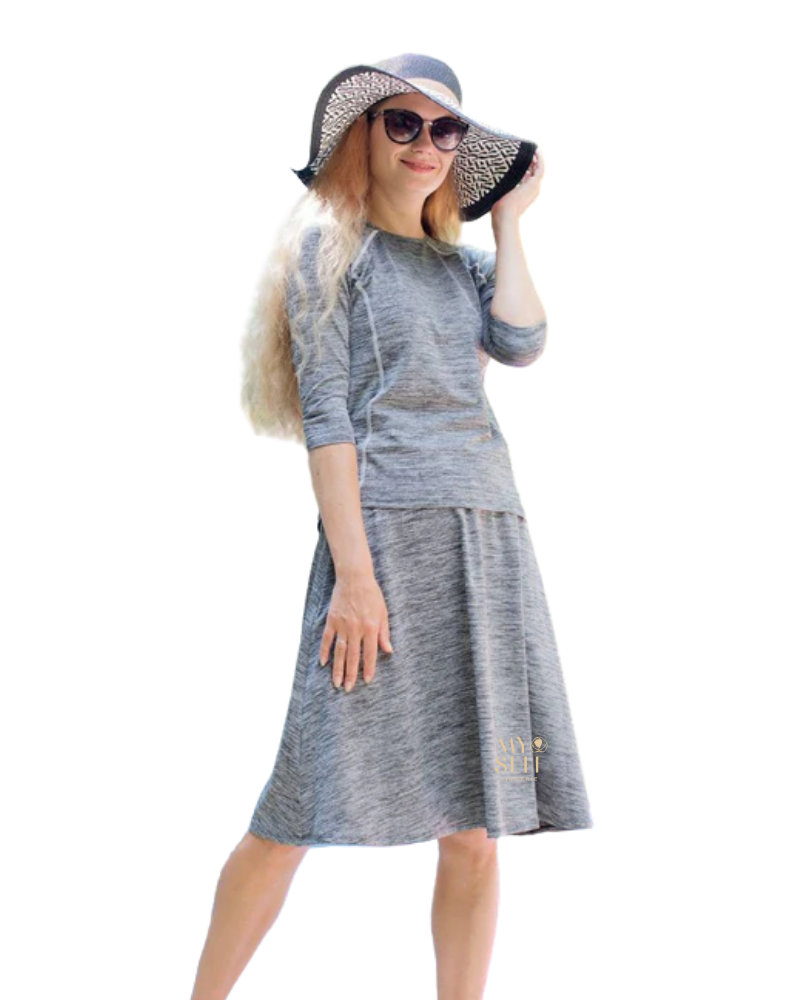 Flamingo WS-GR Women's Grey Swim Skirt Regular Length myselflingerie.com