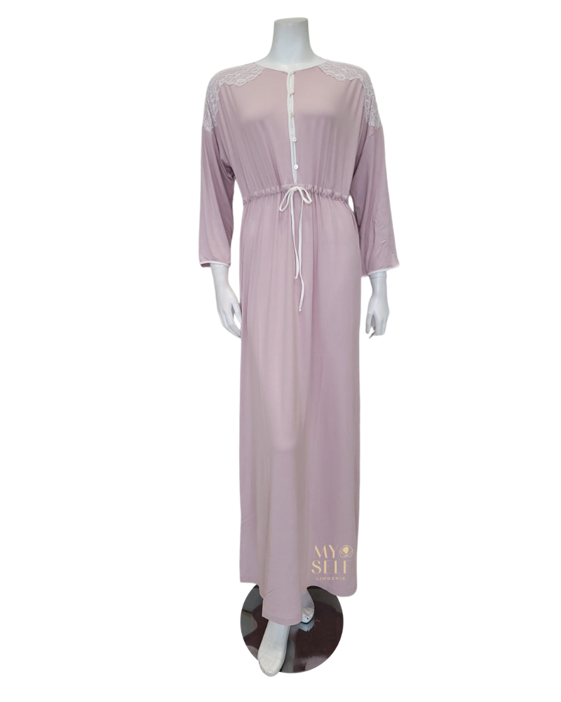 Iora Lingerie 22126C Mauve Button Down Waisted Modal Nightgown –