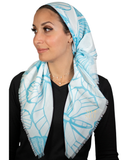 Tie Ur Knot Teal Butterfly Adjustable Pre-Tied Bandanna with Full Non Slip Grip