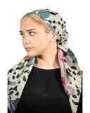 Tie Ur Knot Olive Cheetah Florals Adjustable Pre-Tied Bandanna with Full Non Slip Grip