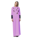 Ellwi 600-PK Velvet Leaf Print Pink Button Down Cotton Nightgown myselflingerie.com