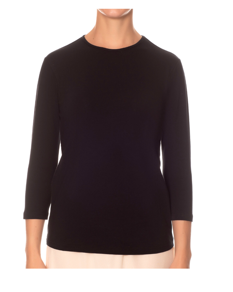 Gemsli SHC332 Black 3/4 Sleeve Organic Cotton Shell myselflingerie.com