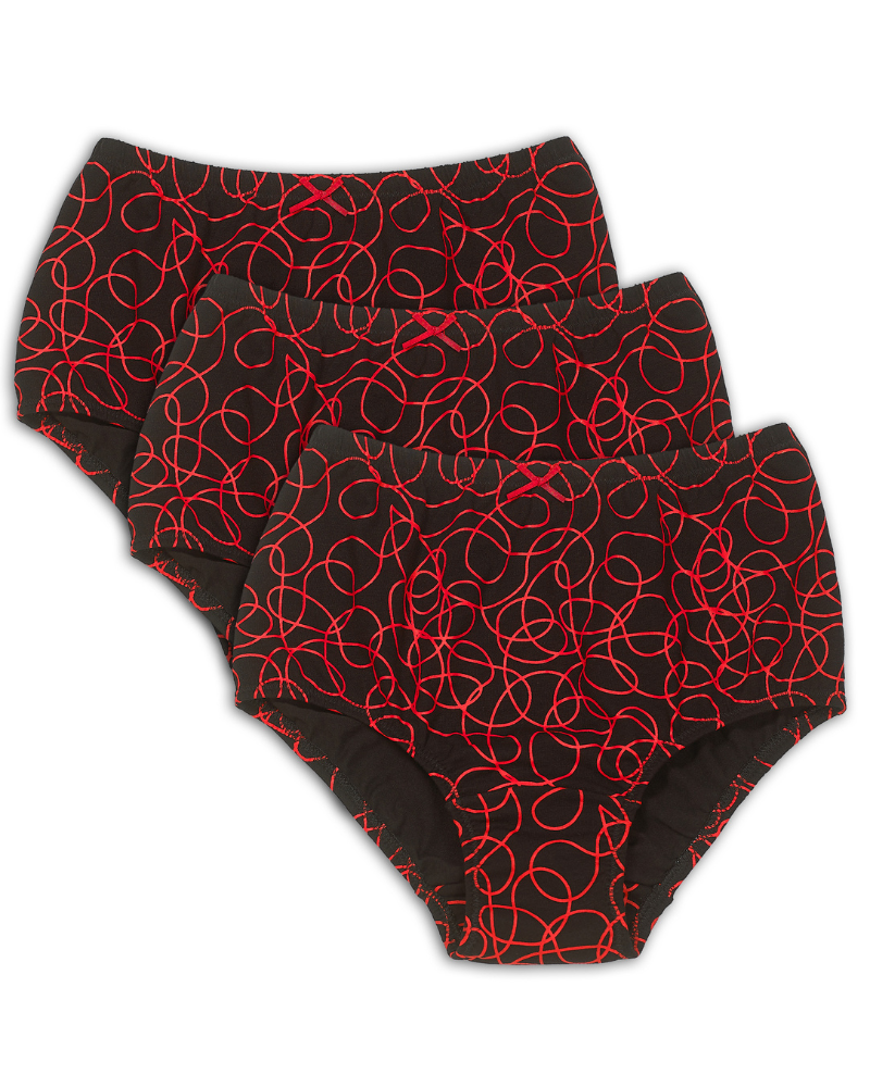Young Berry 7321-S-Scribbles Print Cotton Panties 3 Pk myselflingerie.com