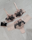Chantelle 12Q5 Golden Beige/Black Fleurs Demi Underwire Bra myselflingerie.com