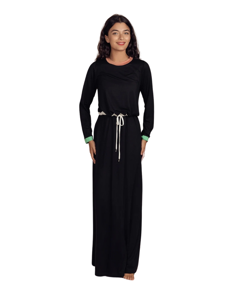 Ellwi 901 Color Trimmed Cotton Nursing Nightgown myselflingerie