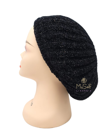 Lucy & Olivia LCOLVLVSNB Velvet Black/Gold Lurex Lined Chenille myselflingerie.com