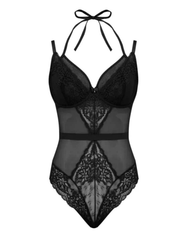 Pour Moi 11810 Black Suspense Underwired Bodysuit MYSELFLINGERIE.COM
