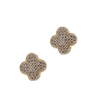 Bitz of Glitz Pave CZ Gold Clover Stud Earrings