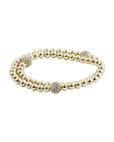 Bitz of Glitz Gold Ball and CZ 3 Circles Stacking Bracelet