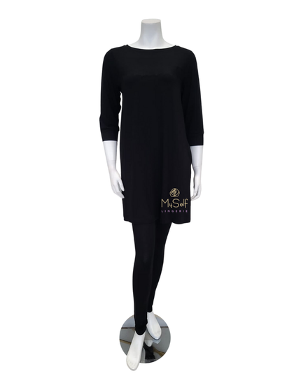 Oh! Zuza OZ210PJ Black Accented Tunic Style Modal Pajamas Set myselflingerie.com