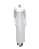 Chicolli FW21N27A White V Ruffle Button Down Cotton Nightgown myselflingerie.com
