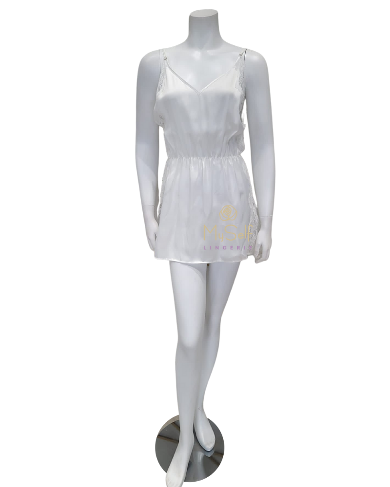 Vanilla Night and Day 3644 Waisted Lace Ivory Chemise MYSELFLINGERIE.COM
