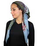 Tie Ur Knot Feathered Houndstooth Blue Adjustable Pre-Tied Bandanna with Full Grip myselflingerie.com